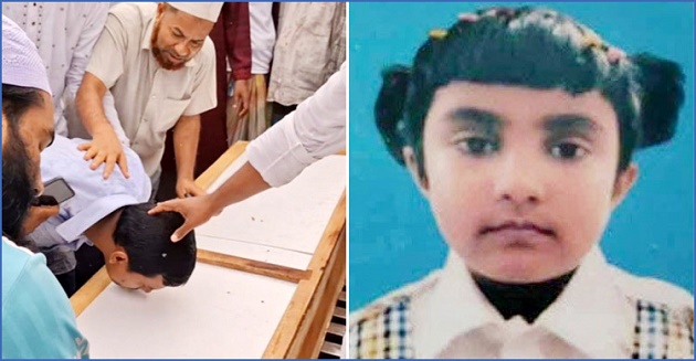মেয়ের কফিনে চুমু দিয়ে শেষ বিদায় বাবার