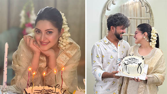 অর্কর সঙ্গে জন্মদিনের অগ্রিম কেক কাটলেন পরীমণি