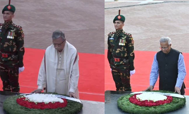 জাতির শ্রেষ্ঠ সন্তানদের রাষ্ট্রপতি ও প্রধান উপদেষ্টার শ্রদ্ধা