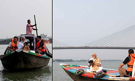 ক্যামেরা হাতে নদী ভ্রমণে প্রধানমন্ত্রী নরেন্দ্র মোদি